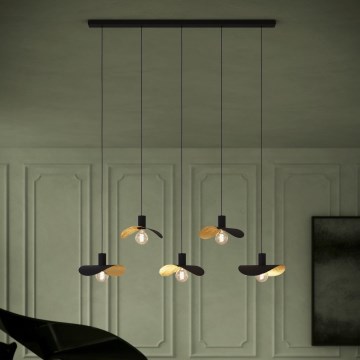 Eglo - Candeeiro suspenso 5xE27/40W/230V preto/dourado
