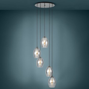 Eglo - Candeeiro suspenso 5xE27/60W/230V fumado