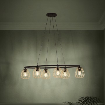 Eglo - Candeeiro suspenso 6xE27/40W/230V preto/dourado