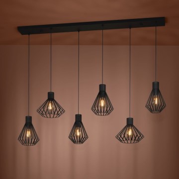 Eglo - Candeeiro suspenso 6xE27/40W/230V preto