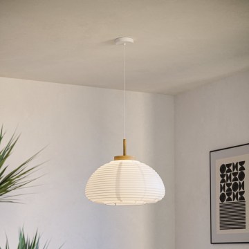 Eglo - Candeeiro suspenso com cabo 1x E27/40W/230V, diâmetro 40 cm, branco/bege