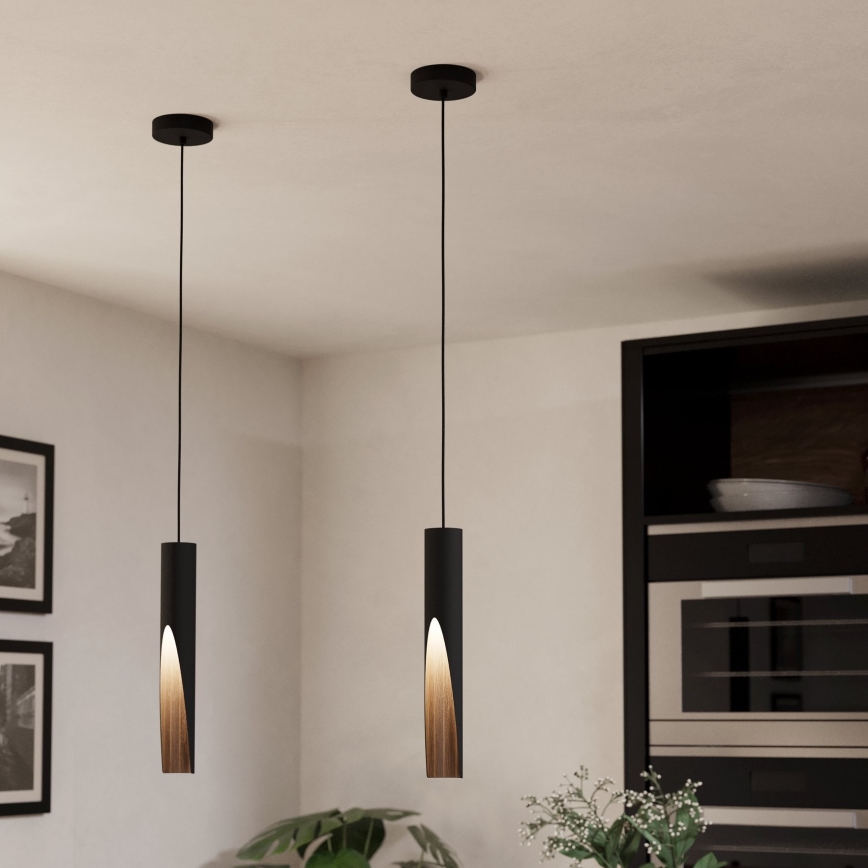 Eglo - Candeeiro suspenso LED 1xGU10/4,5W/230V 3000K preto/castanho