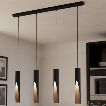 Eglo - Candeeiro suspenso LED 4xGU10/4,5W/230V 3000K preto/castanho