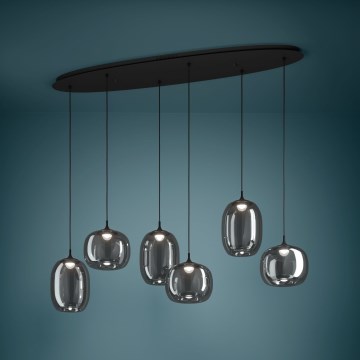 Eglo - Candeeiro suspenso LED com regulação 6xLED/3,7W/230V 2700-6500K fumado + comando