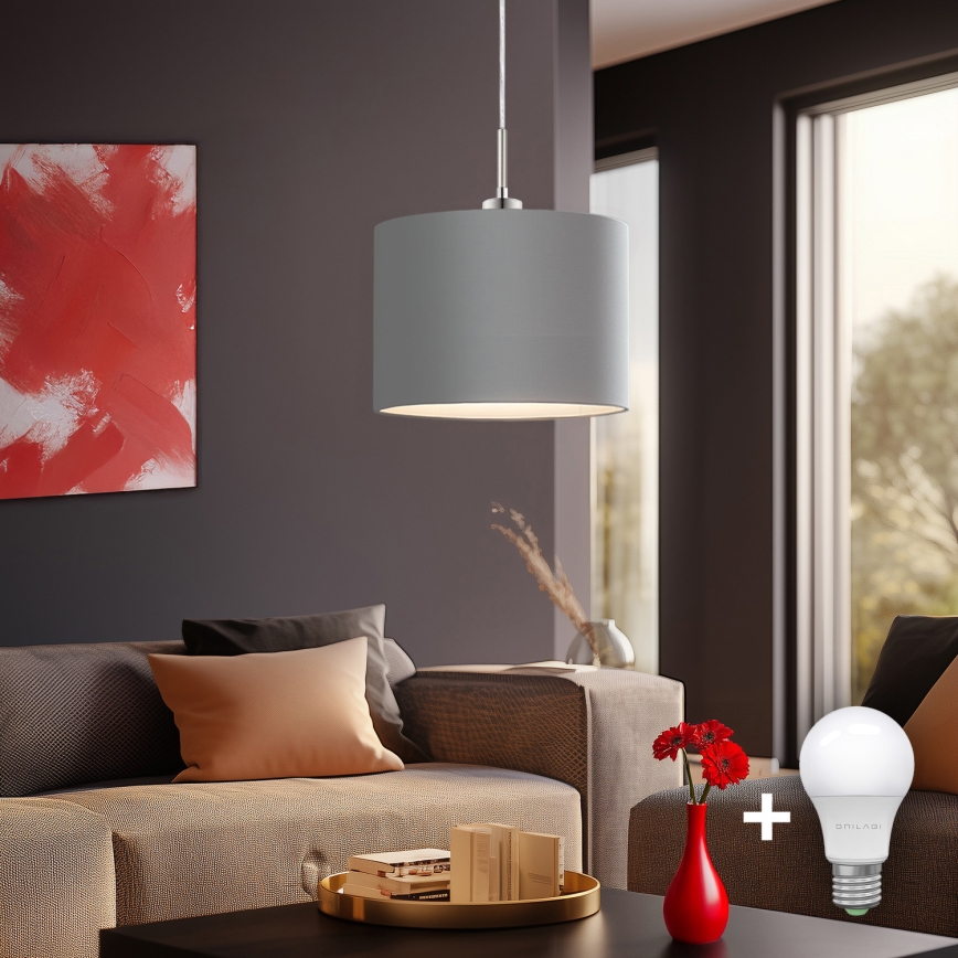 Eglo - Candeeiro suspenso LED TUNJA 1xE27/60W/230V cinzento