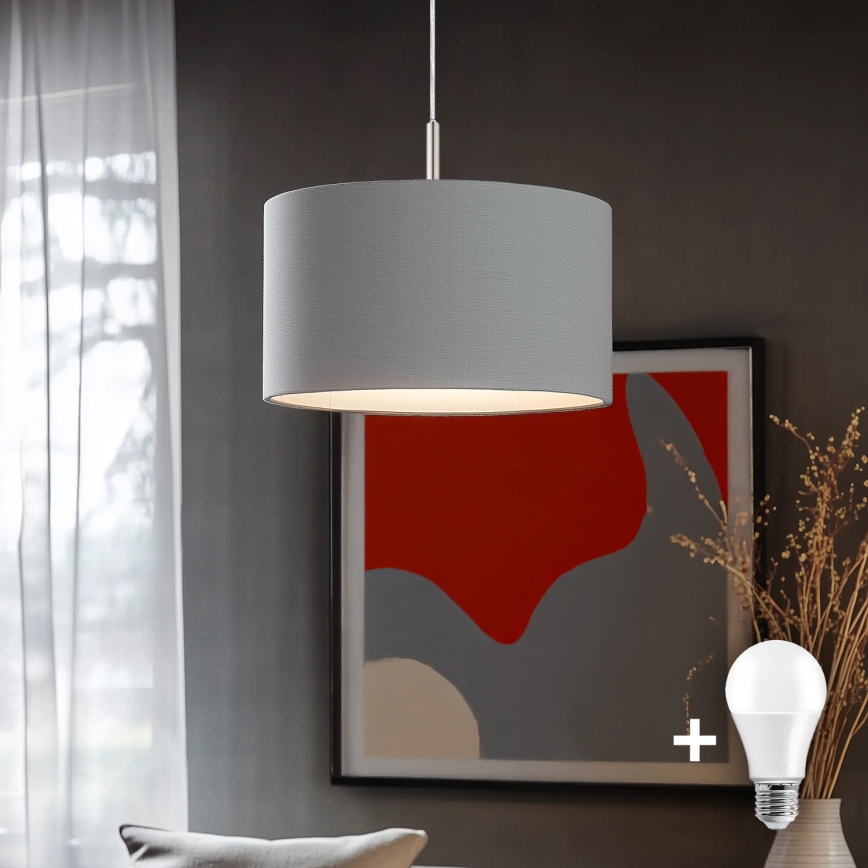 Eglo - Candeeiro suspenso LED TUNJA 1xE27/60W/230V cinzento