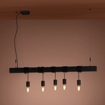 Eglo - Candeeiro suspenso TOWNSHEND 5xE27/40W/230V preto