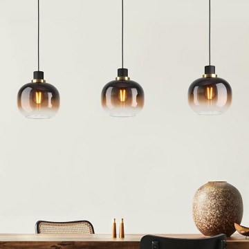 Eglo - Candelabro suspenso 3xE27/40W/230V castanho