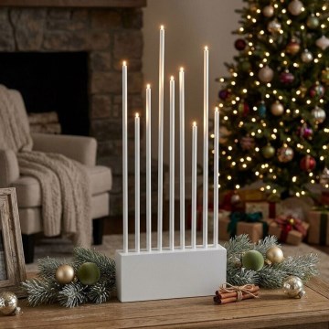 Eglo - Castiçal de Natal 9xE5/0,6W/230/12V branco