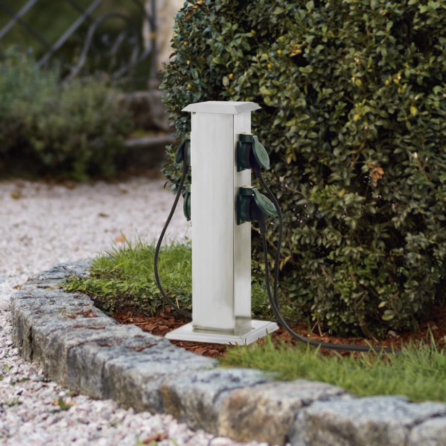 EGLO - Coluna exterior com tomada verde SCHUKO IP44