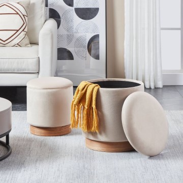 Eglo - CONJUNTO 2x Pufes diâmetro 30,5/37 cm bege