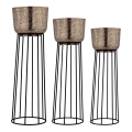Eglo - CONJUNTO 3x Floreiras de metal preto/dourado