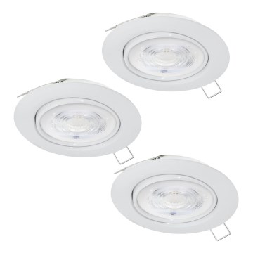 Eglo - CONJUNTO 3x Foco de encastrar LED 1xGU10/4W/230V branco