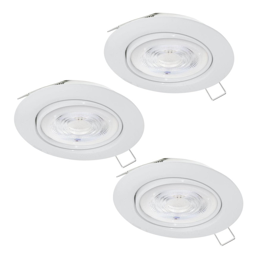 Eglo - CONJUNTO 3x Foco de encastrar LED 1xGU10/4W/230V branco