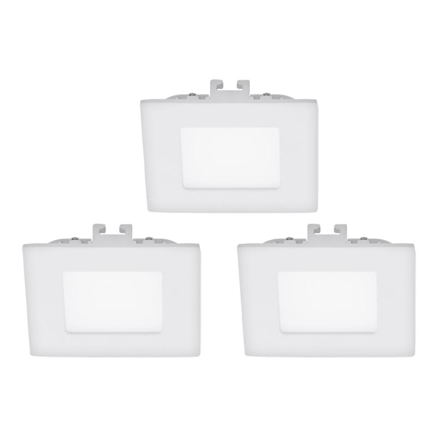 Eglo - CONJUNTO 3x Luminária de Embutir LED FUEVA 1 1xLED/2,7W/230V 8,5x8,5 cm