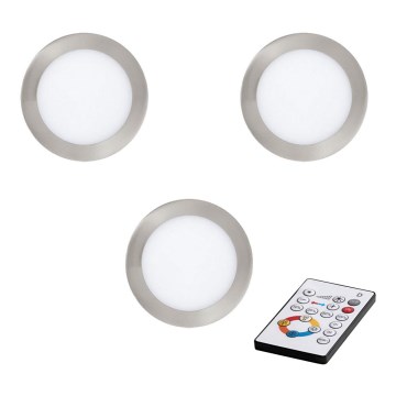 Eglo - CONJUNTO 3x Luminária de embutir LED regulável TINUS LED/17W/230V + controlo remoto