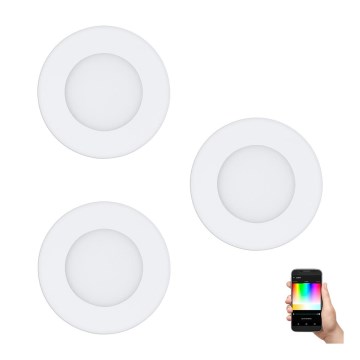 Eglo - Conjunto com 3 luminárias de embutir LED RGB dimerizáveis FUEVA-C LED/3W/230V Ø 8,5 cm