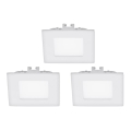 Eglo - Conjunto de 3 luminárias de embutir LED FUEVA 1 LED/2,7 W/230 V 8,5 x 8,5 cm