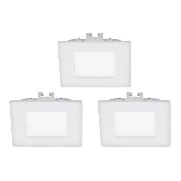 Eglo - Conjunto de 3 luminárias de embutir LED FUEVA 1 LED/2,7 W/230 V 8,5 x 8,5 cm