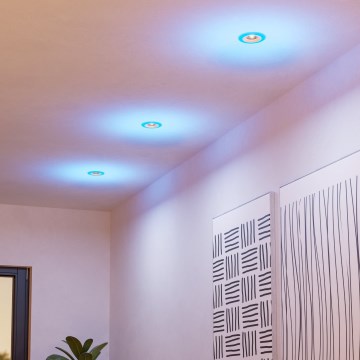 Eglo - Conjunto de 3 luminárias de embutir LED RGBW reguláveis para casa de banho LED/3,8W/230V 2700-6500K IP44 + comando remoto