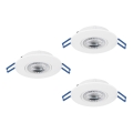 Eglo - Conjunto de 3 luminárias LED de embutir LED/4,9W/230V 2700/4000/6500K Ø 9 cm brancas