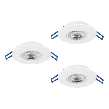 Eglo - Conjunto de 3 luminárias LED de embutir LED/4,9W/230V 2700/4000/6500K Ø 9 cm brancas