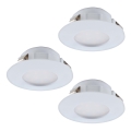 Eglo - Conjunto de 3 luminárias LED encastradas para casa de banho PINEDA LED/4,9W/230V IP44