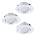Eglo - Conjunto de 3 luminárias LED reguláveis para embutir PINEDA LED/5,5W/230V
