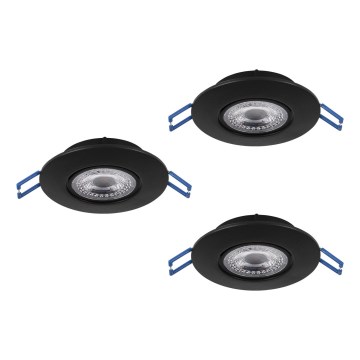 Eglo - Conjunto de 3 spots LED embutidos, 4,9W/230V, 2700/4000/6500K, diâmetro 9 cm, preto