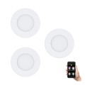 Eglo - Conjunto de 3 spots LED embutidos dimerizáveis FUEVA-Z LED/2,8W/230V IP44, diâmetro 8,5 cm