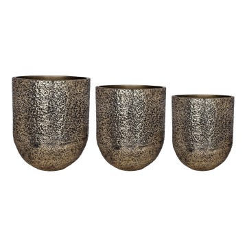 Eglo - Conjunto de 3 vasos metálicos, 50 x 42 cm, dourado