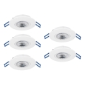 Eglo - Conjunto de 5 luminárias LED de embutir LED/4,9W/230V 2700/4000/6500K Ø 9 cm brancas