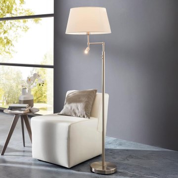 Eglo/Edi Light - Candeeiro de pé LED SANTANDER 1xE27/11W/230V + LED/2,3W cromo mate