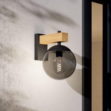 Eglo - Iluminação de parede exterior 1xE27/40W/230V preto/madeira IP44