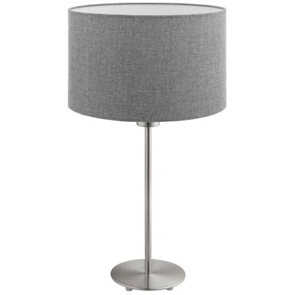 Eglo - Lâmpada de mesa LED TUNJA 1xE27/60W/230V 38,5 cm cromo fosco/cinza
