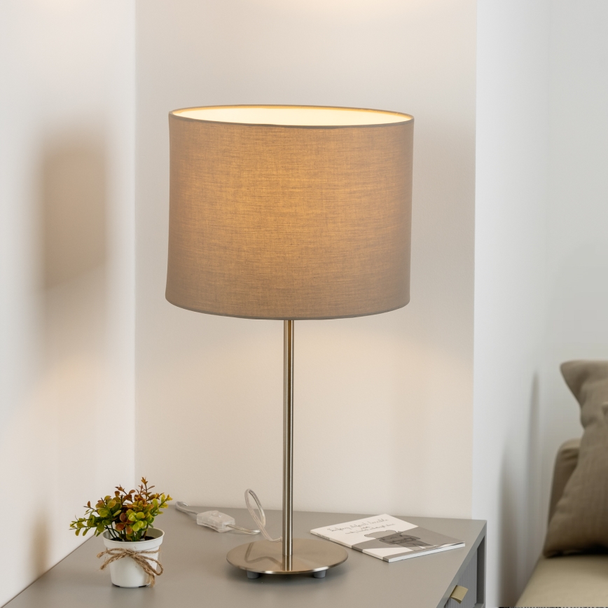 Eglo - Lâmpada de mesa LED TUNJA 1xE27/60W/230V 38,5 cm cromo mate/taupe
