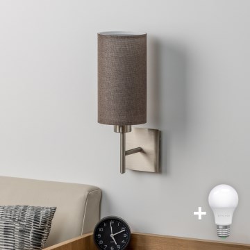 Eglo - LED  Aplique de parede TUNJA 1xE27/60W/230V cromado mate/castanho