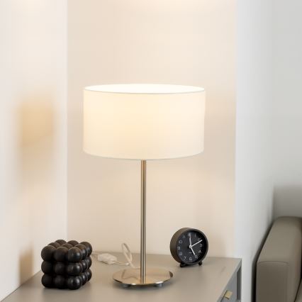 Eglo - LED Candeeiro de mesa TUNJA 1xE27/60W/230V 38,5 cm cromado fosco/branco