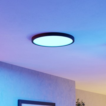 Eglo - LED RGBW regulável candeeiro de tecto para casa de banho LED/17,5W/230V 2700-6500K Ø 38,9 cm IP44 preto