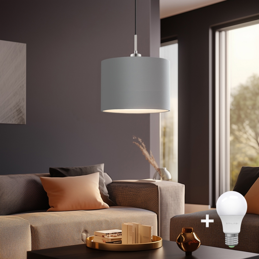 Eglo - Luminária de teto LED com cabo TUNJA 1xE27/60W/230V cinza