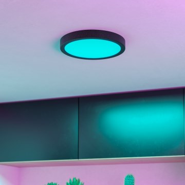 Eglo - Luminária de teto para casa de banho LED RGBW dimerizável, 11,2 W / 230 V, 2700–6500 K, Ø 21,1 cm, IP44, preto