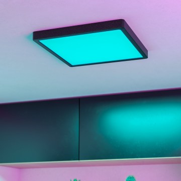 Eglo - Luminária de teto para casa de banho LED RGBW dimerizável LED/13,5W/230V 2700-6500K 29,5x29,5 cm IP44 preta