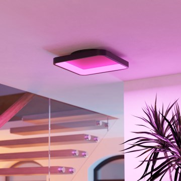 Eglo - Luminária de teto RGBW dimerizável LED/20W/230V 2700-6500K 35x35 cm preta