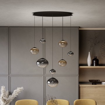 Eglo - Lustre LED dimerizável suspenso por cabo 8xLED/5,8W/230V 2200-6500K preto/bege/fumê + controlo remoto