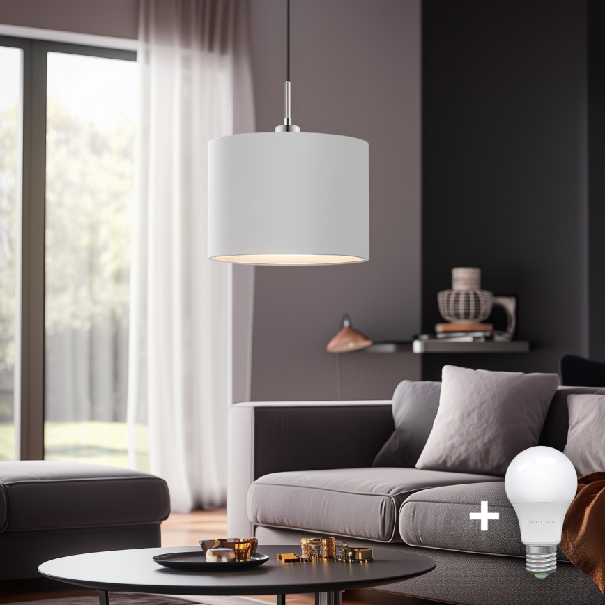 Eglo - Lustre LED suspenso em cabo TUNJA 1xE27/60W/230V branco