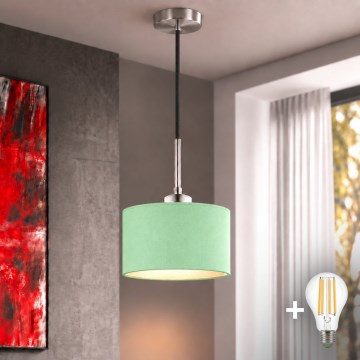 Eglo - Lustre LED suspenso por cabo TUNJA 1xE27/60W/230V Ø 20 cm verde/preto