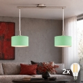 Eglo - Lustre LED suspenso por cabo TUNJA 2xE27/60W/230V cromado fosco/verde