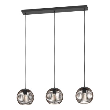 Eglo - Lustre pendente em cabo 3xE27/60W/230V preto