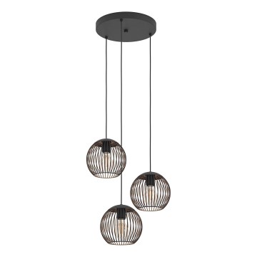 Eglo - Lustre suspenso com cabo 3xE27/60W/230V preto