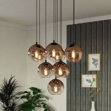 Eglo - Lustre suspenso em cabo 10xE27/60W/230V preto/bege/fumado